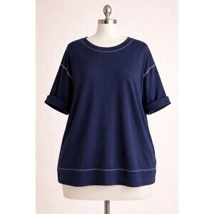 Karen Kane By Norstrom  Plus Size Navy Oversized Stretch Knit Top USA Modern